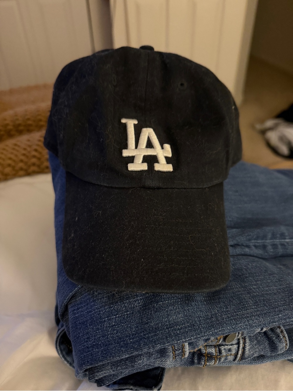 47 Brand Black OSFA Hat with White Logo